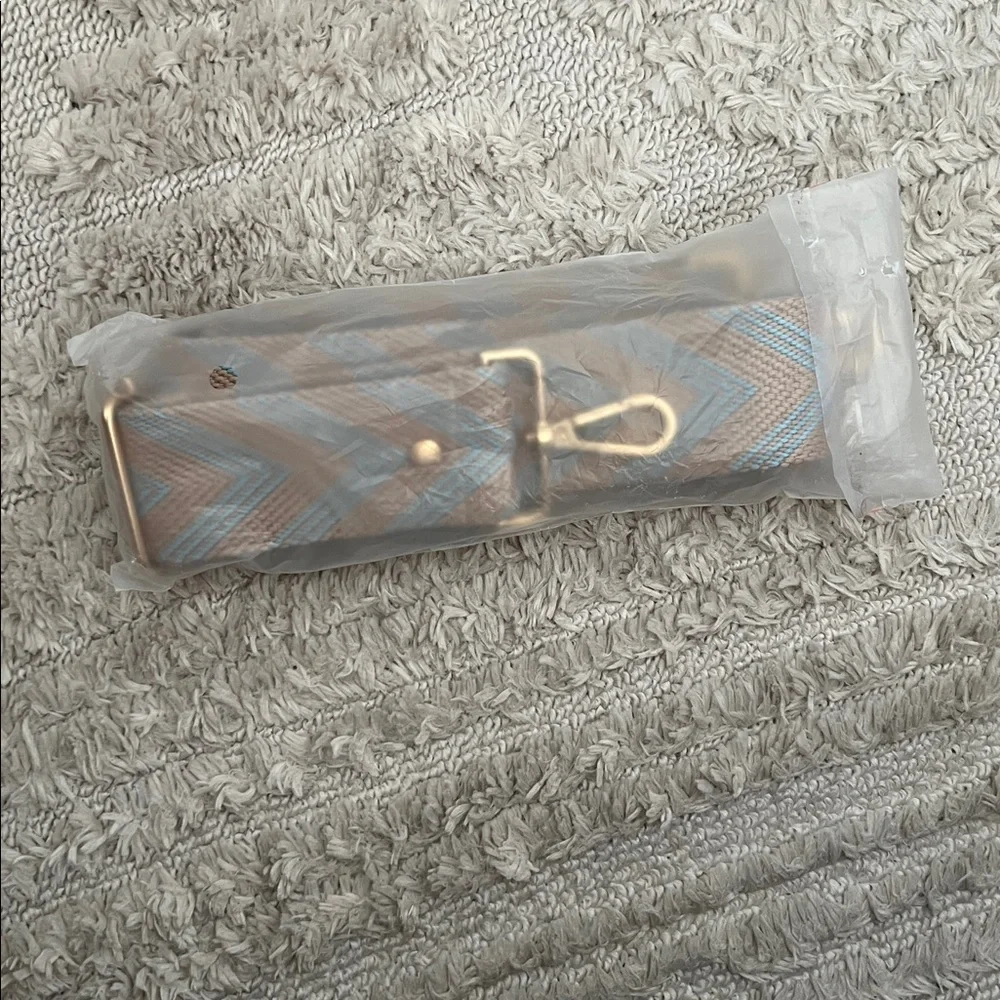 Pom Pom London Blue and Tan Chevron Strap NEW - Picture 5 of 5